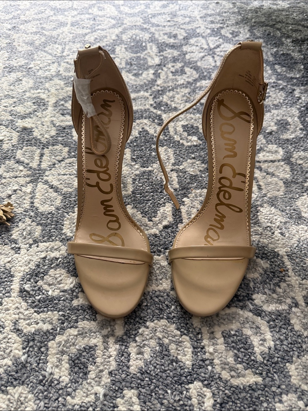 Sam Edelman Beige Ankle-Strap Heeled Sandals